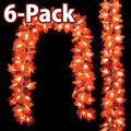 Scidweet 6 Pack Fall Garland with Lights, 60FT 120 LED Fake Autumn Maple Leaves Garland Indoor Outdoor Fall Decorations for Home Patio Party Table Thanksgiving Harvest Halloween Decor, Orange