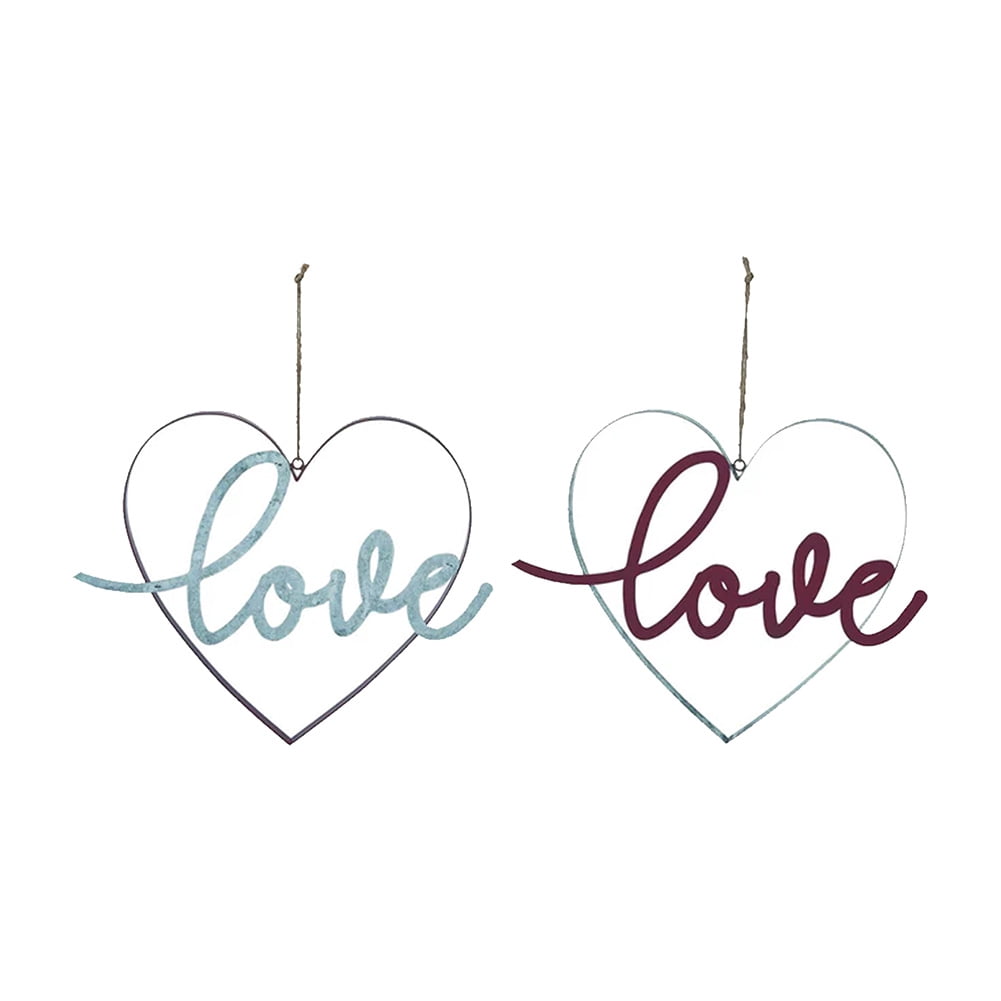Set of 2 Transpac Valentine Heart Hanging Decor, Metal, 15.25"x1"x19.3"H