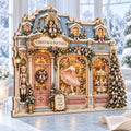 Shelf Sitter, Personalized Nutcracker Ballet Pink Holiday Village, Wood Mantel Decor for Christmas