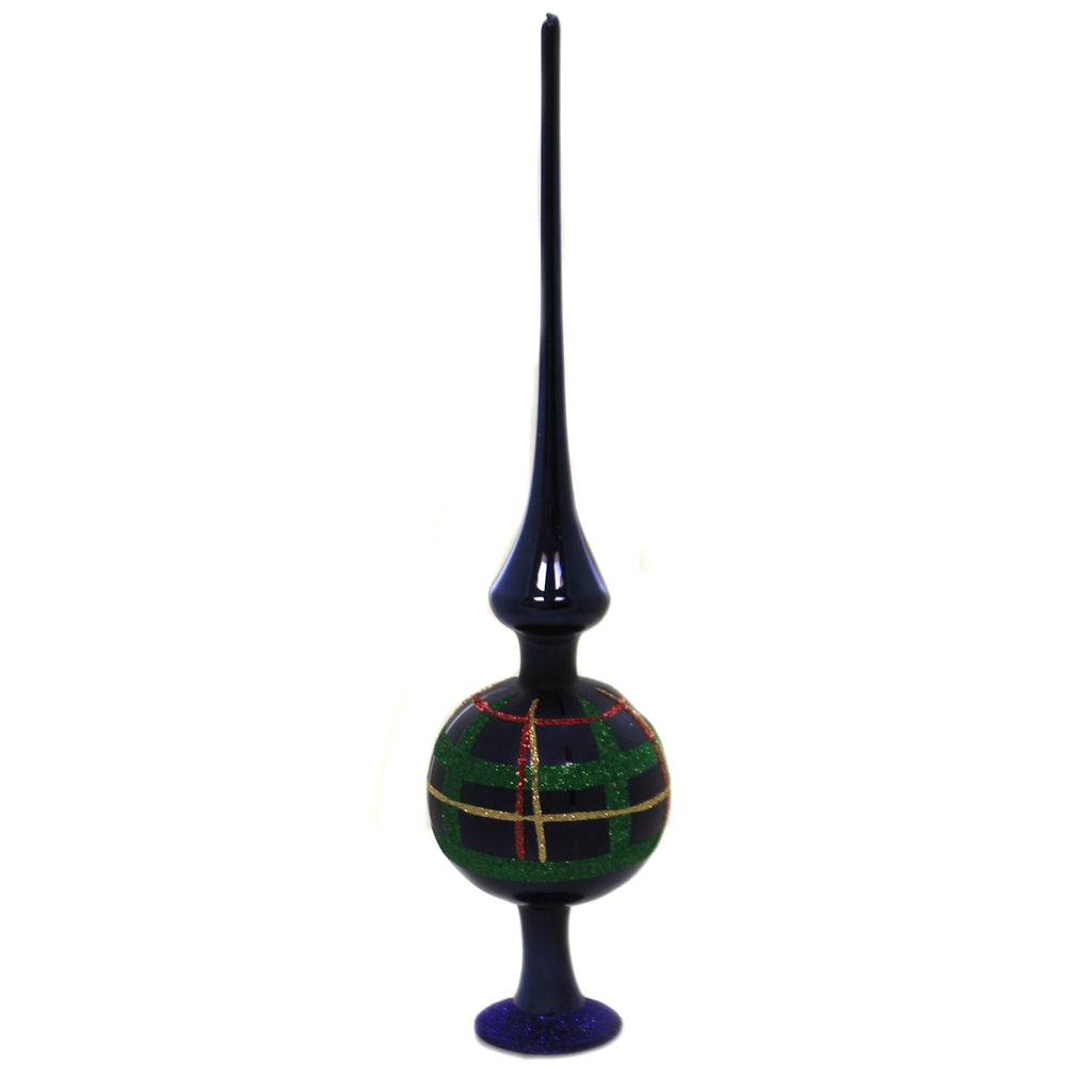Shiny Blue Midnight Squared - 1 Tree Topper 13 Inch, Glass - Tree Topper Free Standing 21174T032