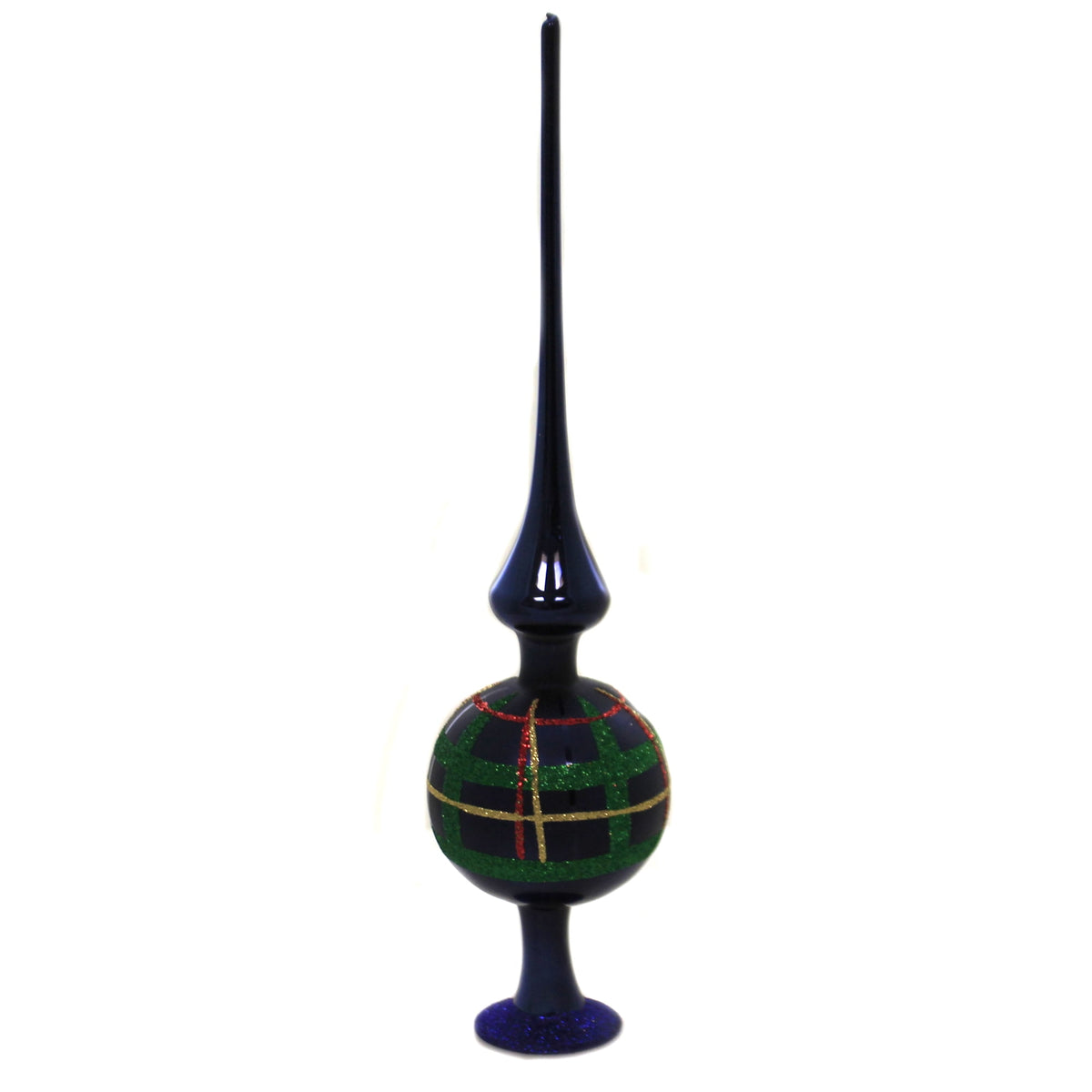 Shiny Blue Midnight Squared - 1 Tree Topper 13 Inch, Glass - Tree Topper Free Standing 21174T032