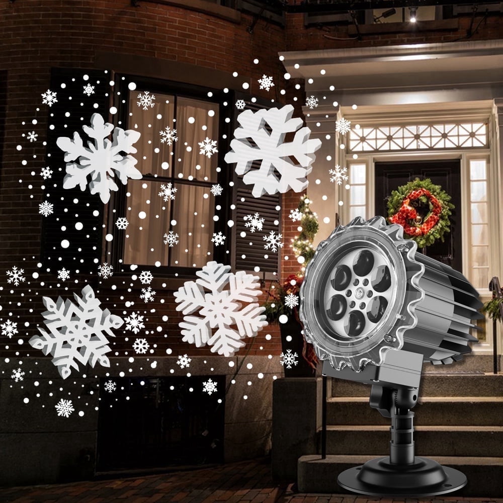 Uncahome Christmas LED Snowflake Projector Lights Outdoor, 3D Snowfall Projection Lamp Outside Waterproof, Black