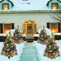 Solar Christmas Tree，Waterproof Christmas Tree Decorations for Porch, Outdoor Christmas Trees for Yard Garden Lawn Pathway with LED Lights, Red Berries, Xmas Ornaments