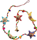 Star Bell and Half Moon Hanging Set of 5 Home Christmas Hanging Party Decorative Ornaments Multi Colored Indian Traditional (Half Star & Moon Layer)