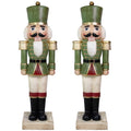 Sunnydaze Green Polyresin Ivan the Rustic Nutcracker Christmas Statue, 33" (2-Pack)
