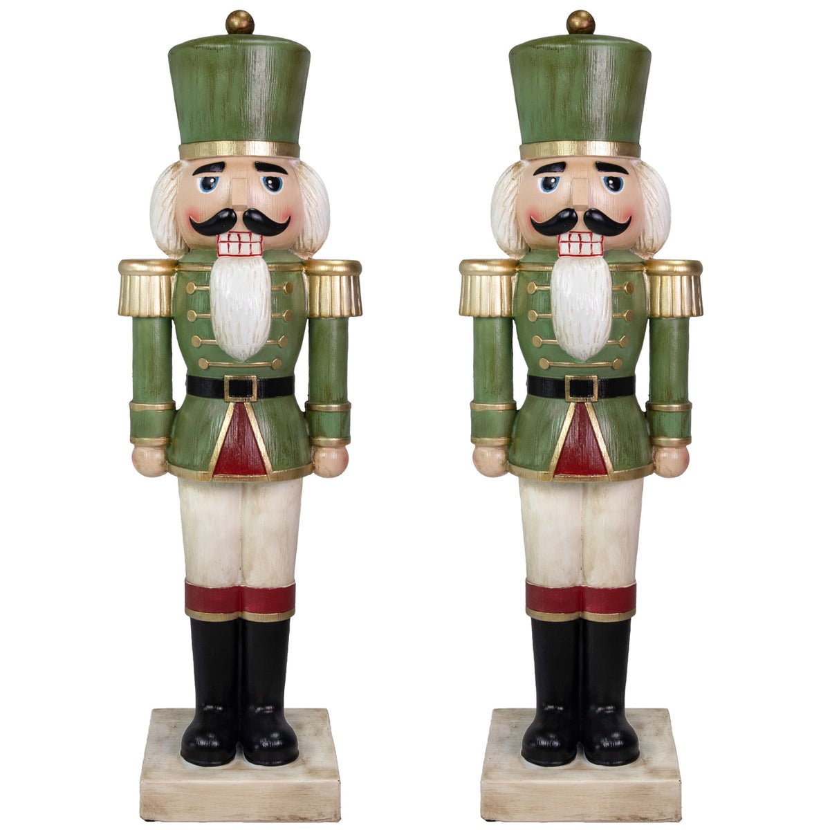 Sunnydaze Green Polyresin Ivan the Rustic Nutcracker Christmas Statue, 33" (2-Pack)