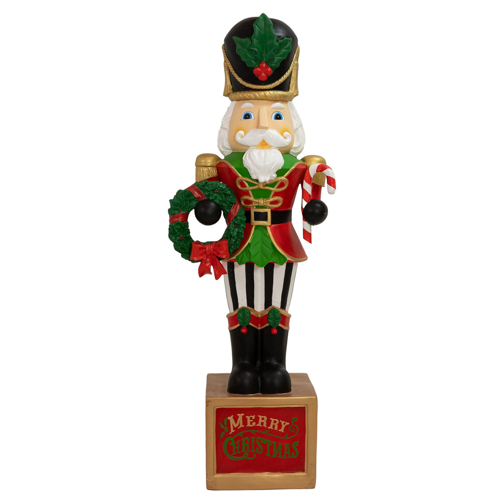 Sunnydaze Green Resin Karl the Christmas Nutcracker Statue, 48"