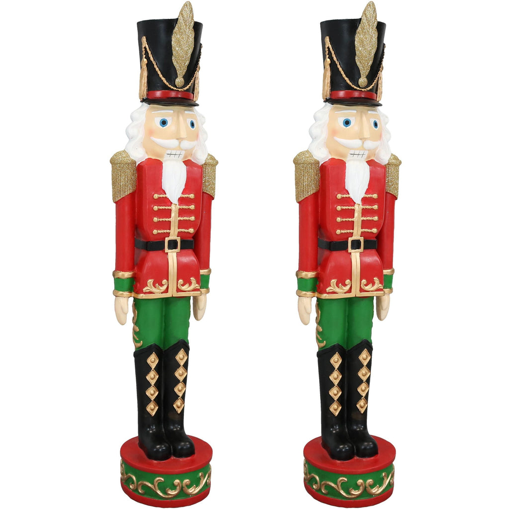 Sunnydaze Polyresin Kristoff the Christmas Nutcracker Statue, 37", 2-Count, Red & Green