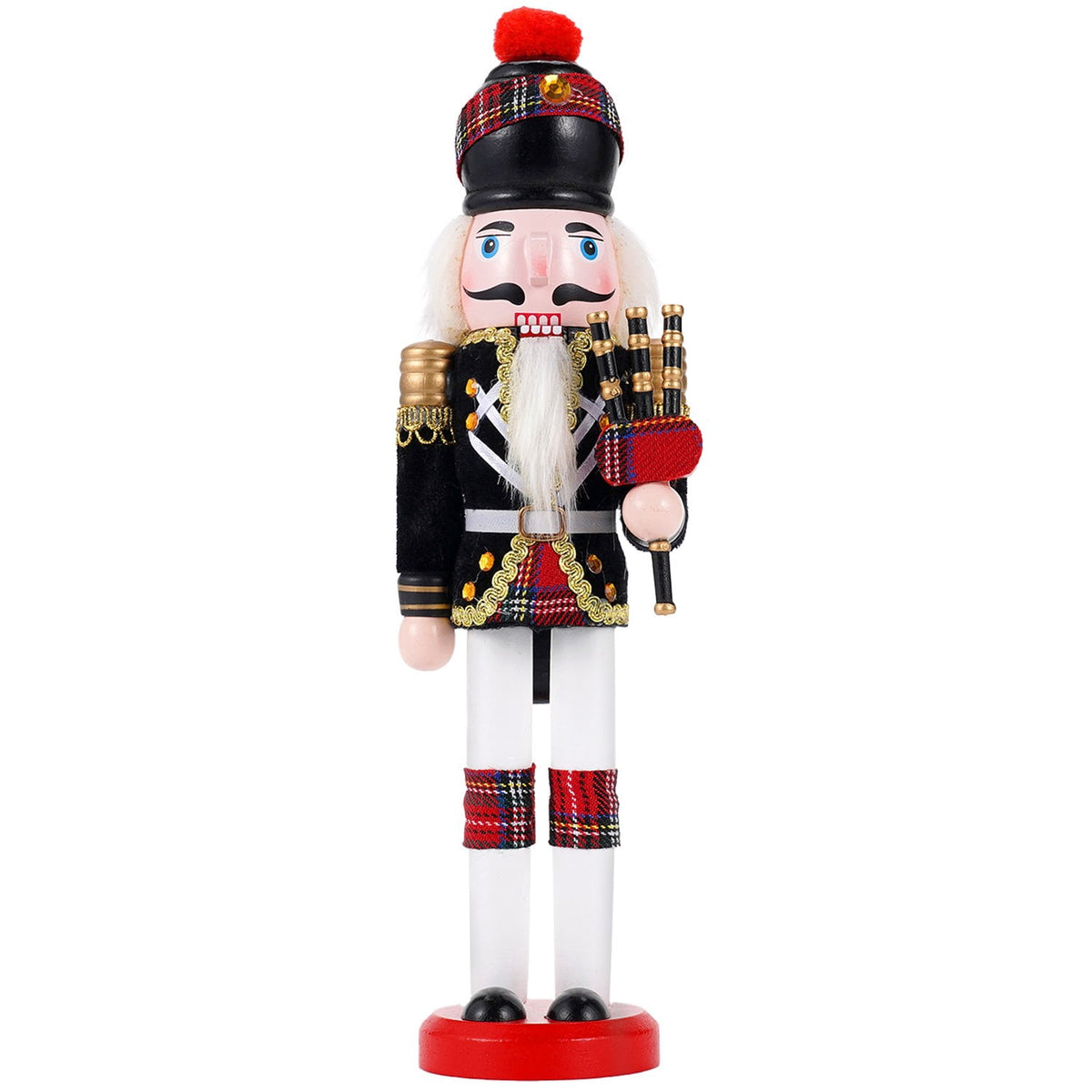 TJT 4Pc Nutcracker Decorations Set, Wooden Nutcracker Soldier Christmas Ornaments Collectible Festive Xmas Figures Decor Gift Indoor, 12'' Green Red