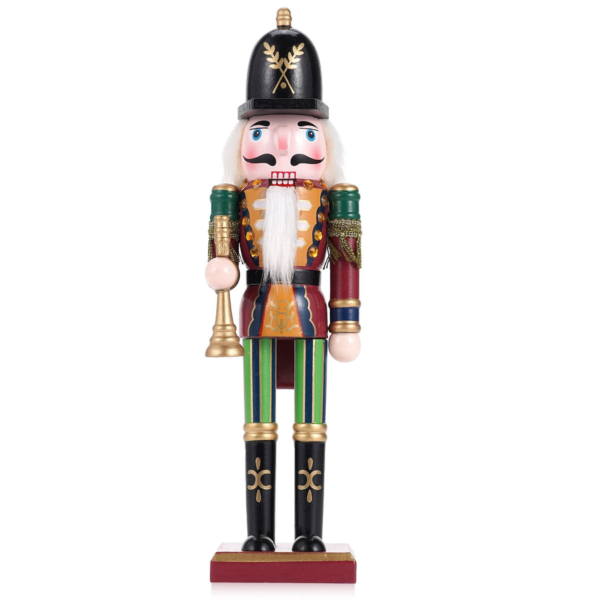 TJT 4Pc Nutcracker Decorations Set, Wooden Nutcracker Soldier Christmas Ornaments Collectible Festive Xmas Figures Decor Gift Indoor, 12'' Green Red