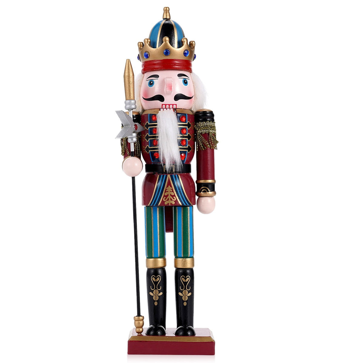 TJT 4Pc Nutcracker Decorations Set, Wooden Nutcracker Soldier Christmas Ornaments Collectible Festive Xmas Figures Decor Gift Indoor, 12'' Green Red