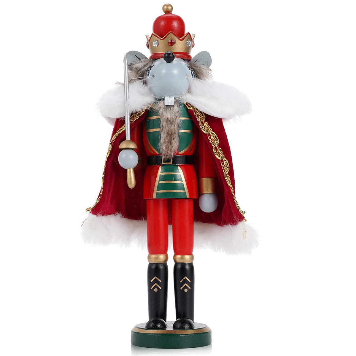TJT 4Pc Nutcracker Decorations Set, Wooden Nutcracker Soldier Christmas Ornaments Collectible Festive Xmas Figures Decor Gift Indoor, 12'' Green Red