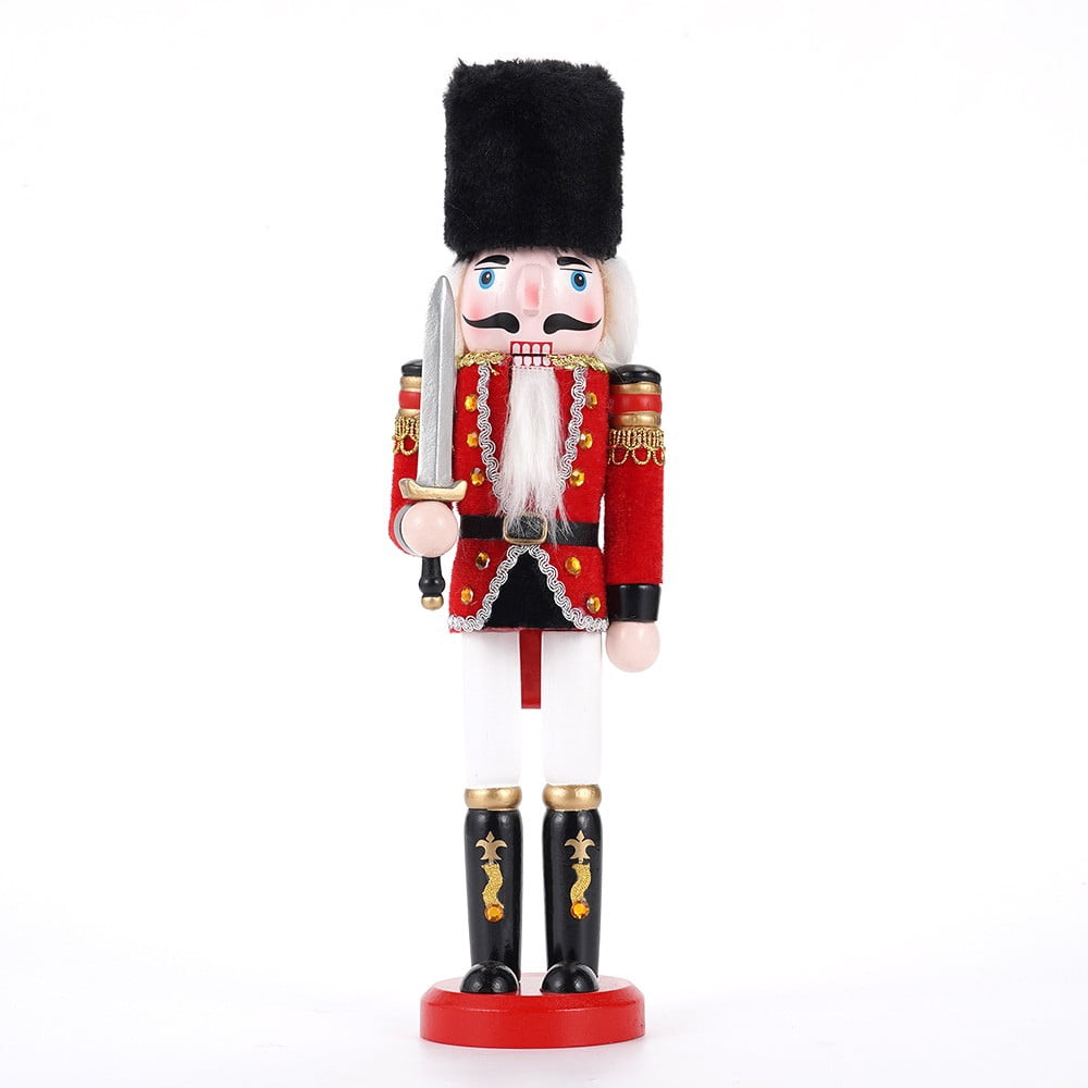 TJT 4Pc Nutcracker Decorations Set, Wooden Nutcracker Soldier Christmas Ornaments Collectible Festive Xmas Figures Decor Gift Indoor, 12'' Green Red