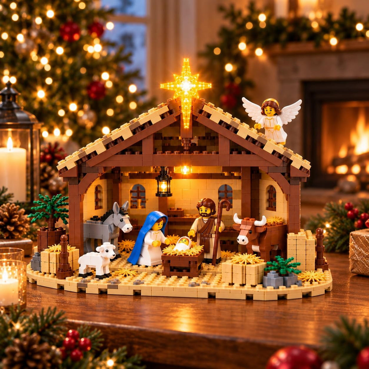 The Nativity Story Building Block Set – Faith-Inspired Lighted Nativity Scene with Bethlehem Star, Christian Christmas Decor & Building Activity