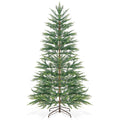 Topbuy 6.5 FT Artificial Cypress Christmas Tree Pre-lit Hinged Xmas Tree with 430 Warm White LED Lights 470 Highly Simulated Branch Tips