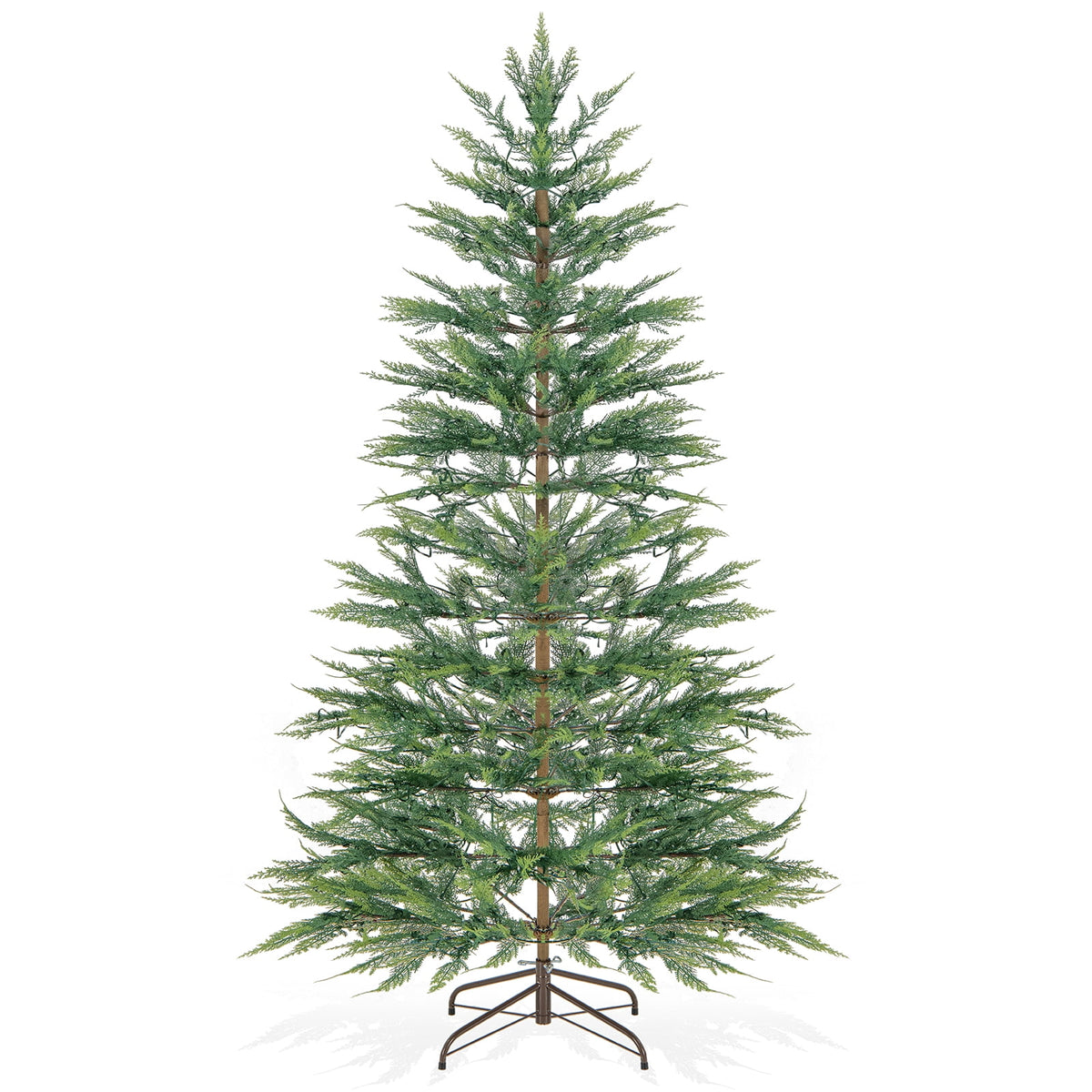 Topbuy 6.5 FT Artificial Cypress Christmas Tree Pre-lit Hinged Xmas Tree with 430 Warm White LED Lights 470 Highly Simulated Branch Tips