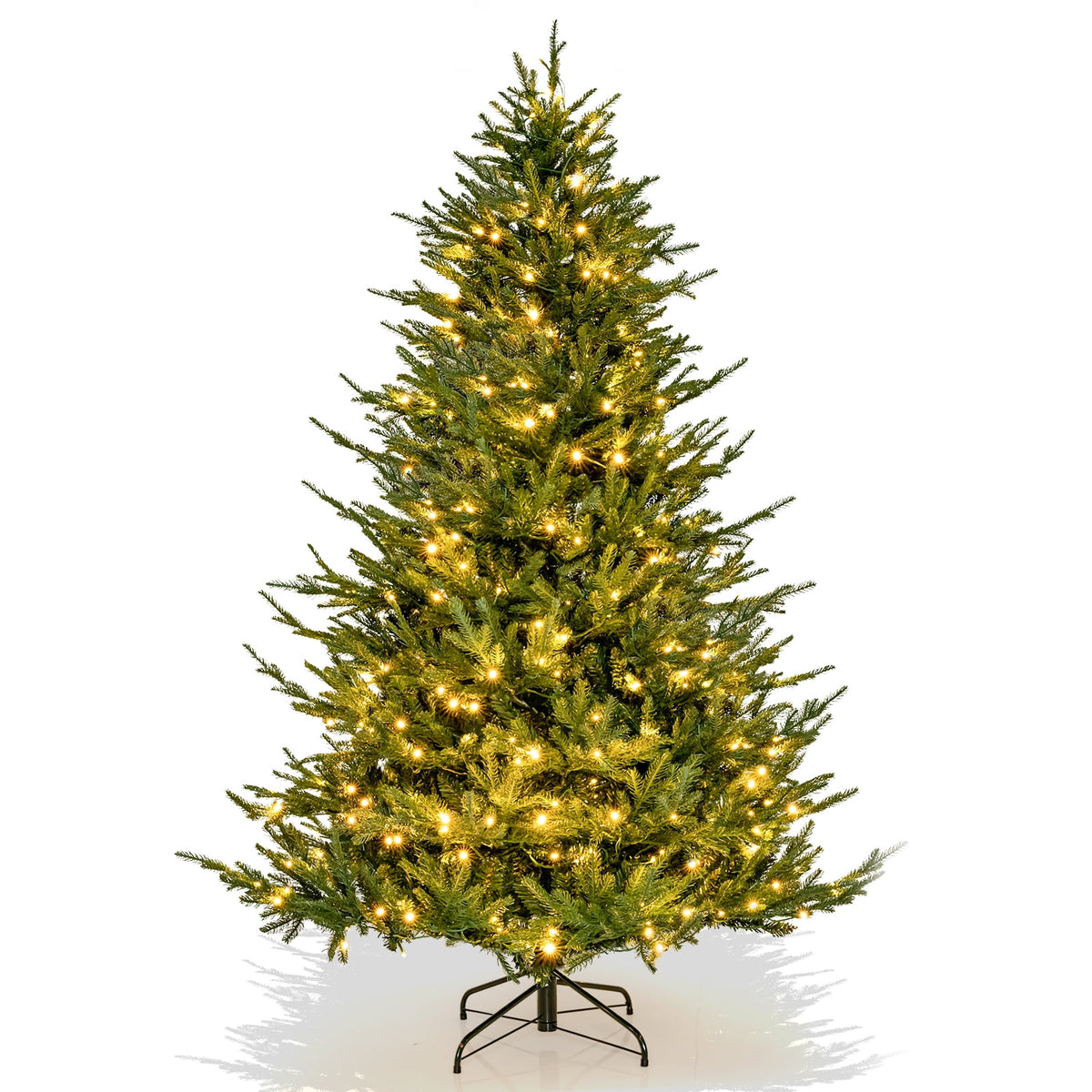 Topbuy 6FT Artificial Christmas Tree Pre-lit Xmas Tree with 280 Warm White LED Lights 8 Lighting Modes 788 PE & PVC Branch Tips