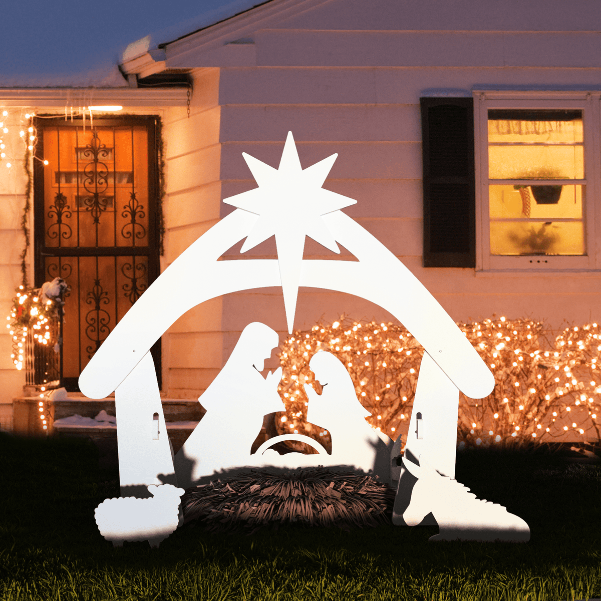 UBesGoo Weatherproof Lawn Nativity Scene Yard Display Outdoor Nativity Sets for Christmas