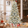 Uforic 7.5FT Pre-Lit Flocked Artificial Christmas Tree with 1010 Branch Tips, 450 Lights for Home, Office & Party Decor