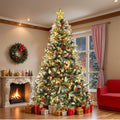 Uforic 7.5ft Pre-Lit Artificial Christmas Tree with 1398 Branch Tips&550 Lights, Remote Control, Green