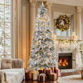 Uforic 7.5ft Snow Flocked Pencil Spruce Artificial Christmas Tree with Pinecones,Pre-Lit Holiday Christmas Pine Tree with with 800 Branch Tips,350 Lights, for Home, Office and Party Decor