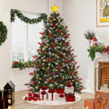 Uforic 9ft Pre-Lit Artificial Hinged Christmas Tree with 2058Frosted Tips & 900 Lights, 111Pine Cones & 111Red Berries, Remote Control, Green