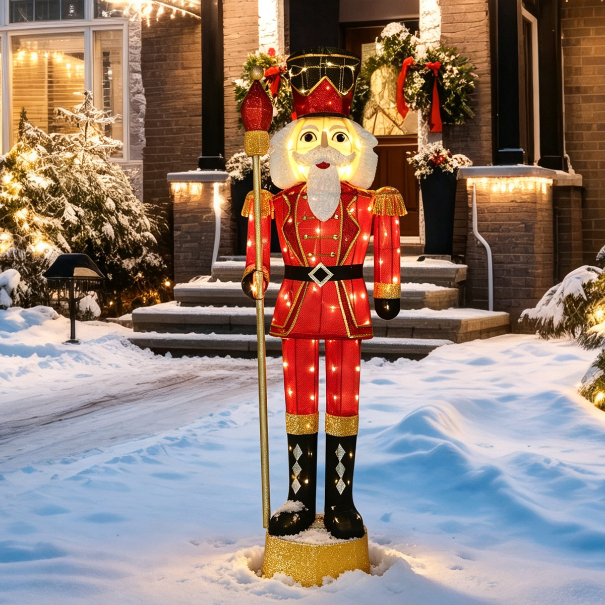 VEIKOUS 5ft Christmas Nutcracker Soldier Decoration, Xmas Indoor&Outdoor Decoration W/Candy Cane for Holiday Party