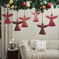 VHC Brands Antique Red Metal Angel Ornament Set of 6 - 6.5 inch