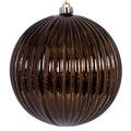 Vickerman 4" Chocolate Shiny Lined Mercury Ball Ornament, 6 per bag.