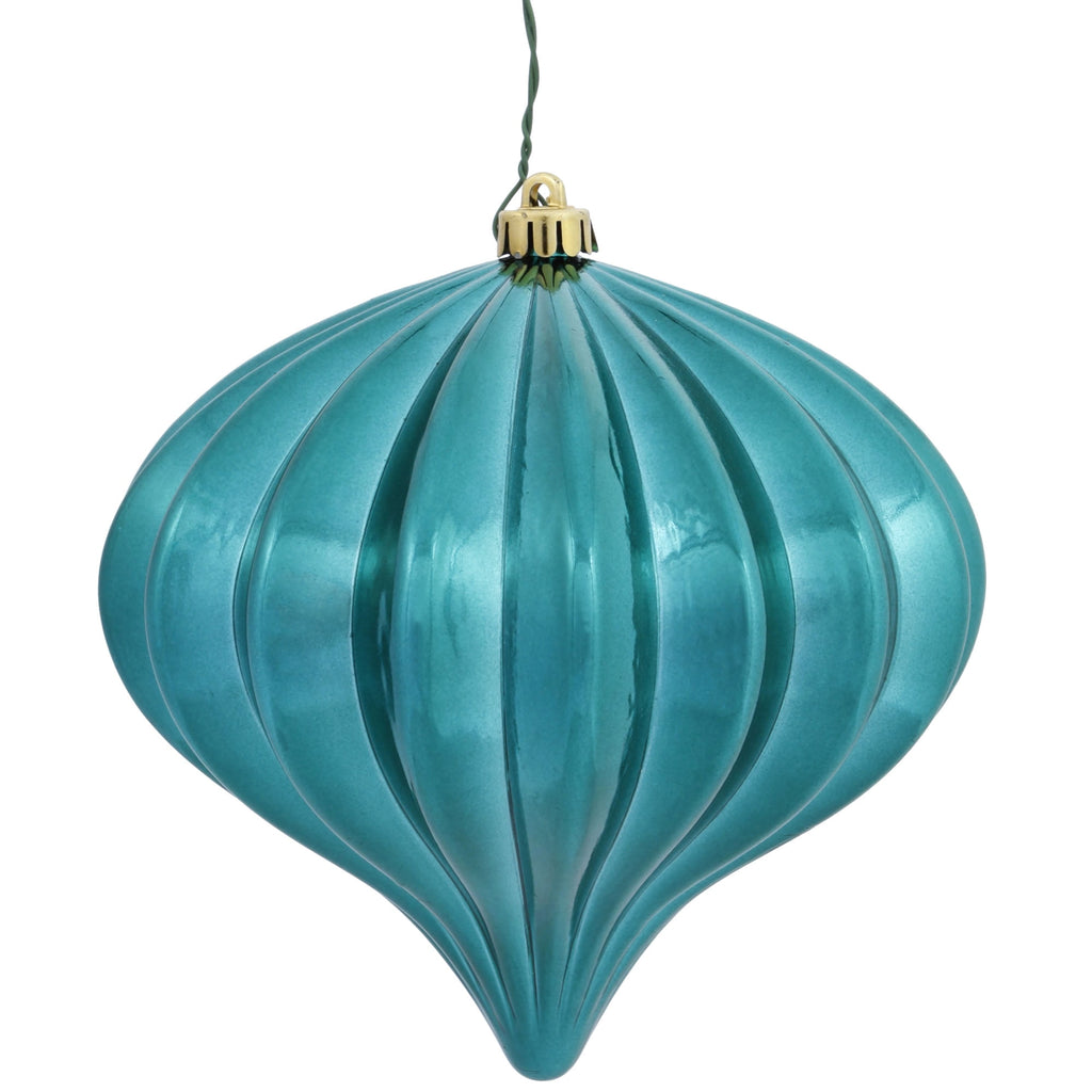Vickerman 5.7" Teal Shiny Onion Christmas Ornament, UV treated, Set of 3