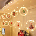 WILLED Christmas String Lights, 120 LED Window Curtain Lights with Christmas Ornaments, 9.8ft USB Powered Warm White Waterproof Fairy Lights Indoor Outdoor for Xmas Tree Patio Garden Party Home Decor