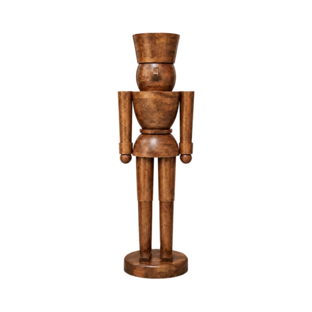 Wood Nutcracker Christmas Decoration, Brown, 36 Inch Drummer Nutcracker Figurine, Large Rustic Floor Standing Christmas Decor for Farmhouse Entryway Mantel Home