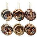 Wooden Christmas Ornaments, Nativity Scene Decorations, 12-Piece Handcrafted Wooden Nativity Ornament Set, Traditional Christmas Tree and Home Decor