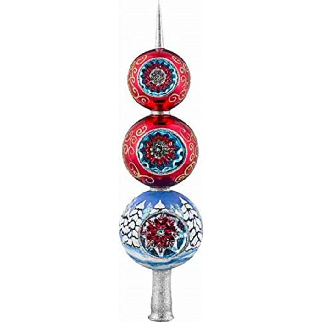 Woodlands Santa Finial Polish Glass Christmas Tree Topper
