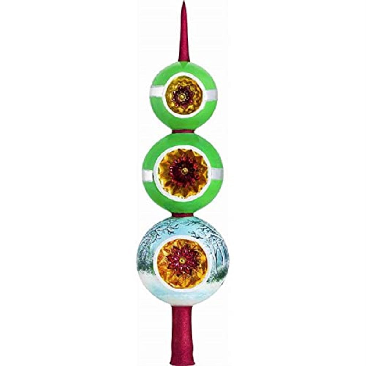 Yule Log Finial Polish Glass Christmas Tree Topper