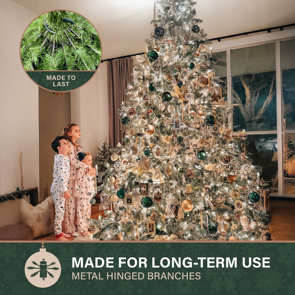 Fraser Hill Farm Prelit LED Warm White Slim 9-ft Artificial Christmas Tree, FFOP090-5GR