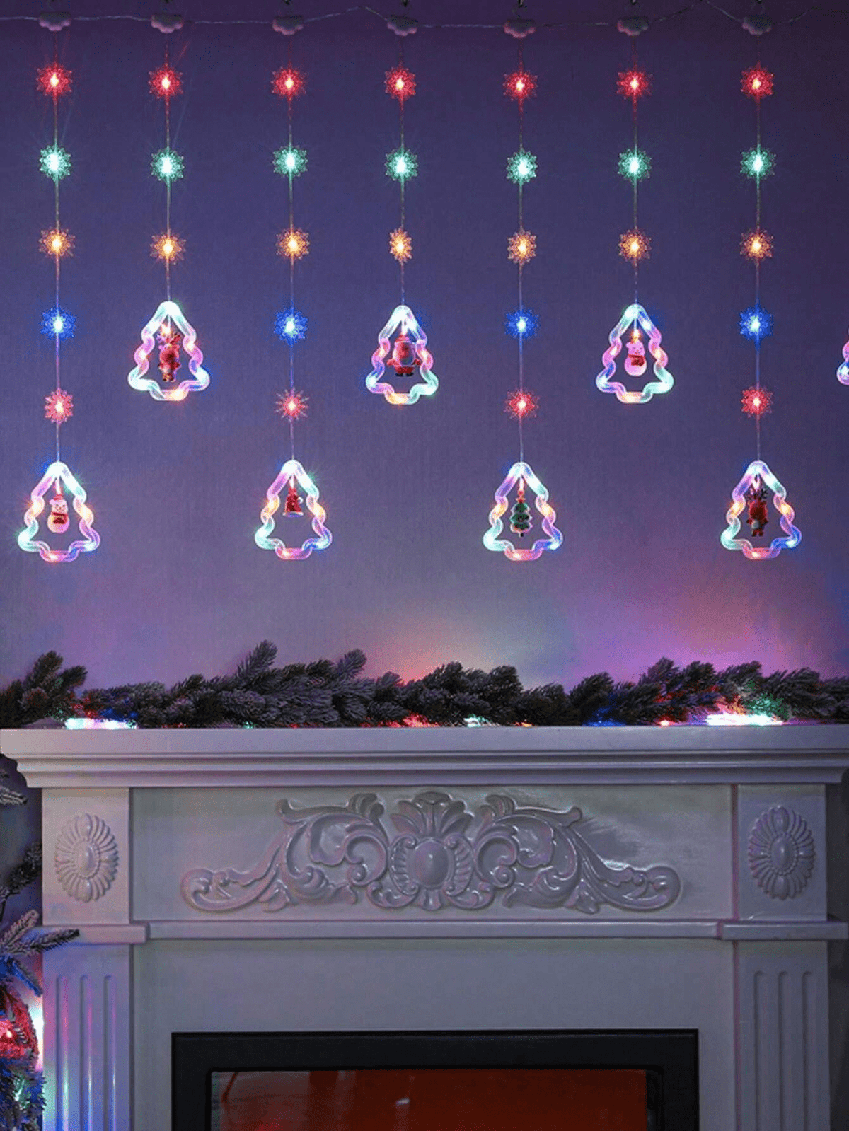 WILLED Christmas String Lights, 120 LED Window Curtain Lights with Christmas Ornaments, 9.8ft USB Powered Warm White Waterproof Fairy Lights Indoor Outdoor for Xmas Tree Patio Garden Party Home Decor