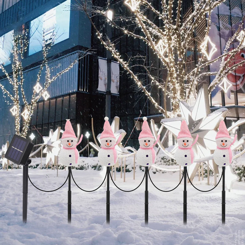 5pcs 17.3in Outdoor Christmas Lights, CXALSSY C9 LED Solar Christmas Lights near Me, Solar Outdoor Christmas Lights for House, IP65 Waterproof XMAS Snowman Decorations