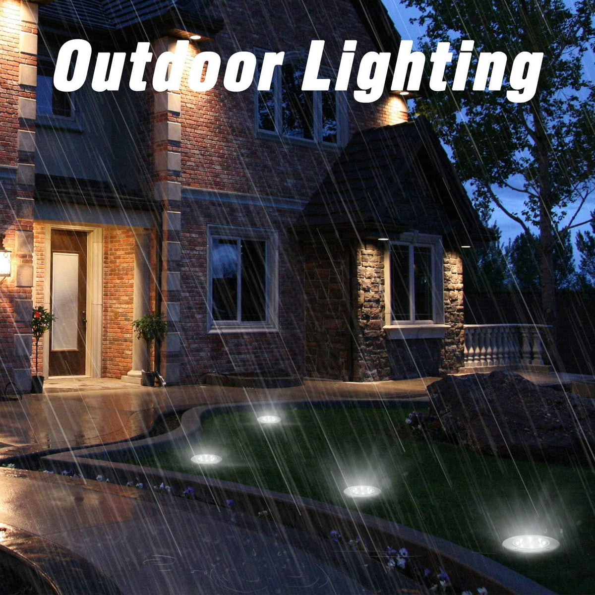Rirool 12-Pack Solar Ground Lights, Waterproof Outdoor Garden LED Pathway Lights, Energy-Saving In-Ground Landscape Lighting for Yard, Lawn, Patio, Walkway - Cool White