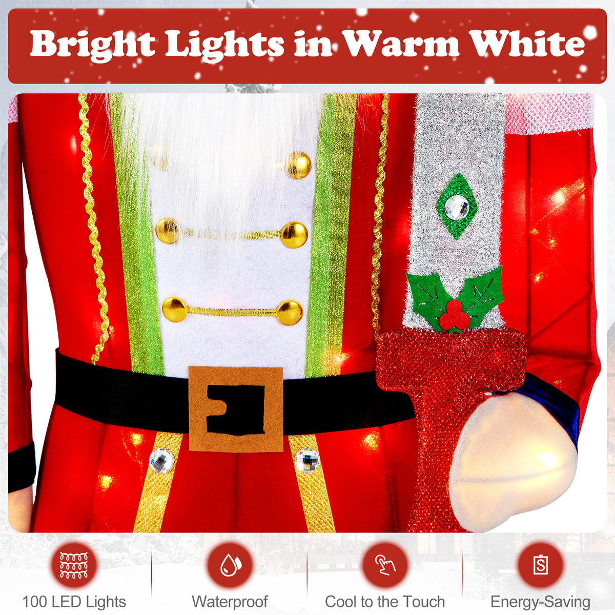 Gymax 2PCS 5 FT Lighted Nutcracker Soldier Christmas Decoration w/Glitter Sword Outdoor