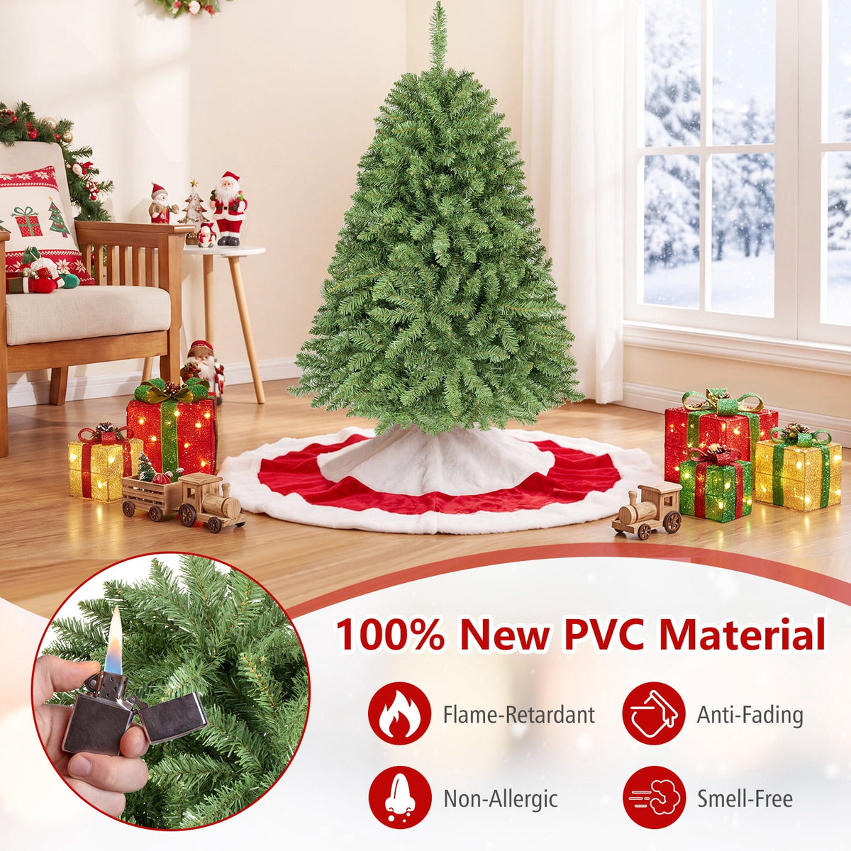 Costway 4 ft Artificial Christmas Tree with 559 Lush PVC Branch Tips & Folding Metal Stand