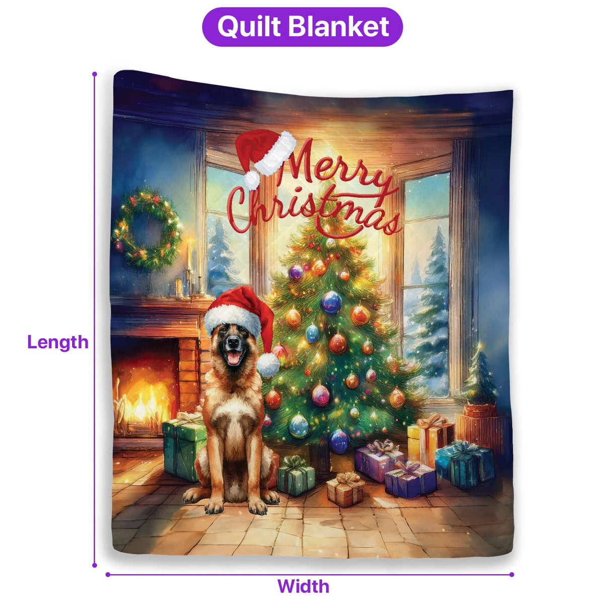 Merry Christmas French Bulldog Santa Hat Xmas Tree Winter Holiday Quilt Bedding Set Dog Lover Gifts 1 Blanket Bed Cover 2 Pillowcases - 01013