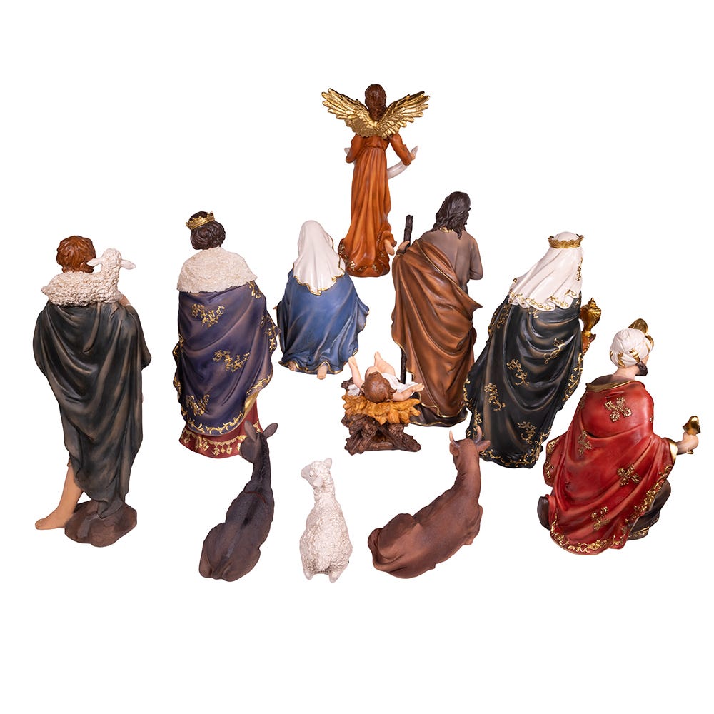 Kurt Adler 18" Resin Nativity Table Piece Set,11-Count