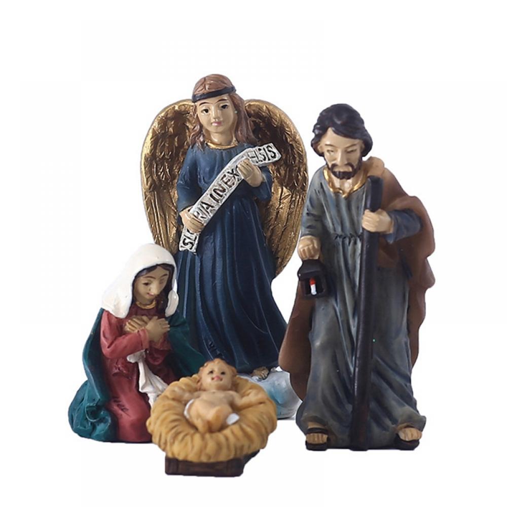 Christmas Nativity Set, 11Pcs Figures Real Life Nativity Full Complete Resin Ornaments, Nativity Scene with Resin Figures Statue Resin Crafts, Mini Jesus Resin Nativity Set,Christmas Decorations