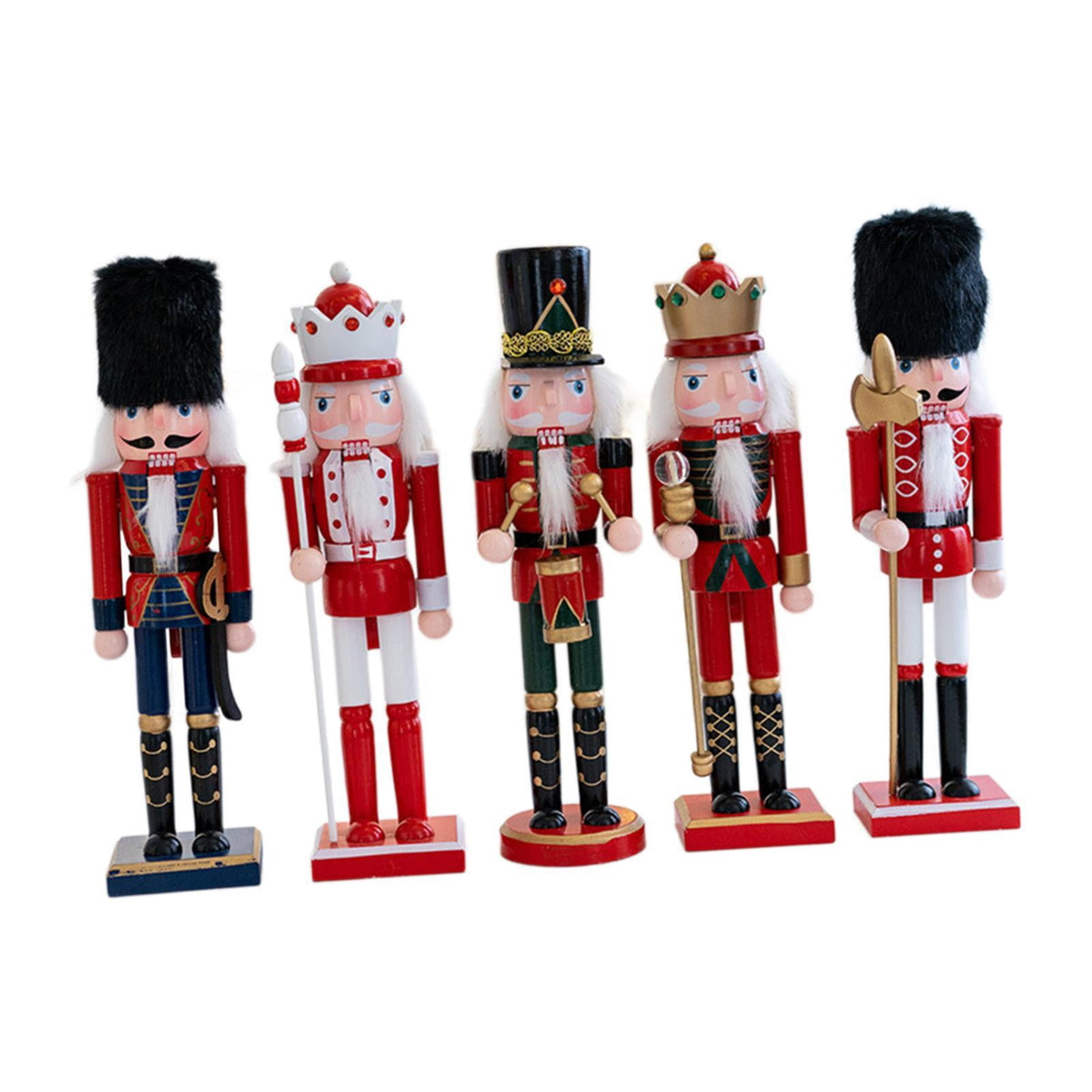 Tachiuwa 5 Pieces Nutcracker Figurines, Wooden Nutcracker Christmas Decor, Traditional Christmas Nutcracker for Festival Shelf