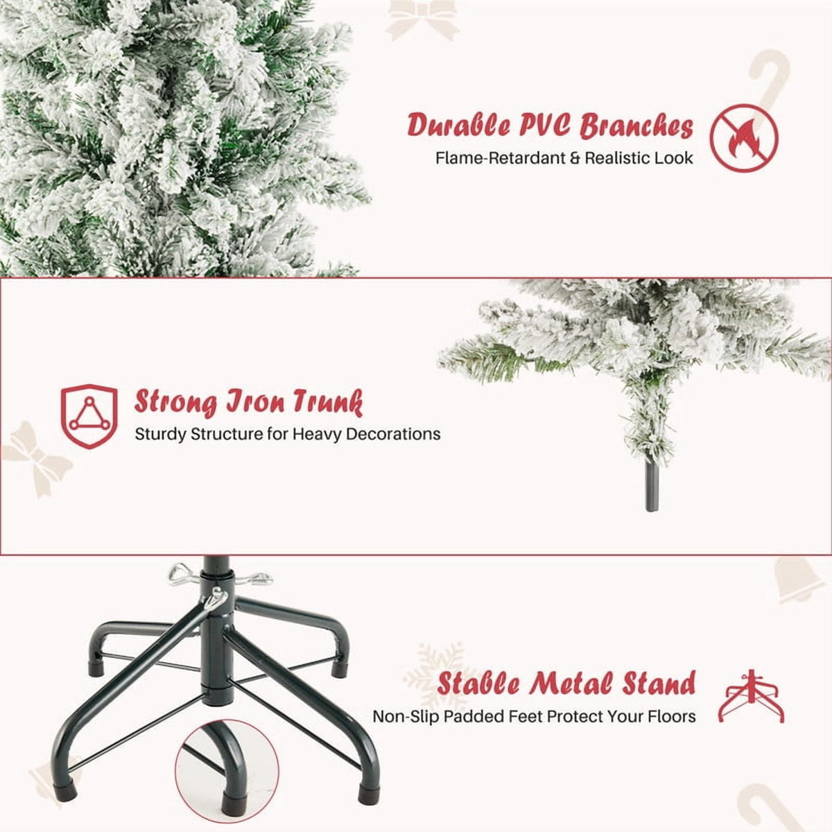 Gianna 4.5ft Pre-lit Pencil Christmas Tree, Green Artificial Spruce Slim Christmas Trees with 120 Incandescent Lights, 268 Branch Tips & Foldable Base for Home, Office, Party Decoration