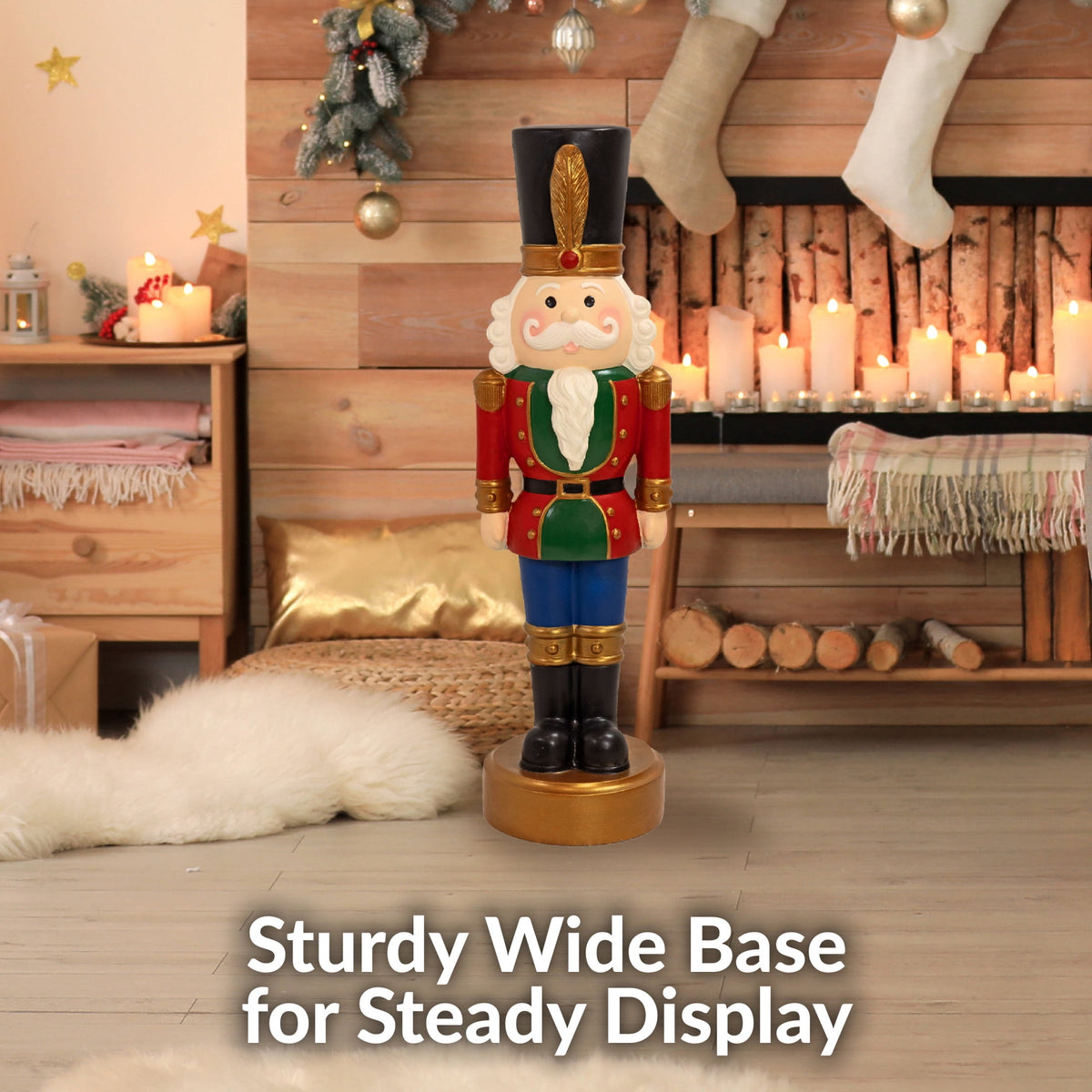 Sunnydaze Red Polyresin Tommy the Toy Soldier Nutcracker Christmas Statue, 37"