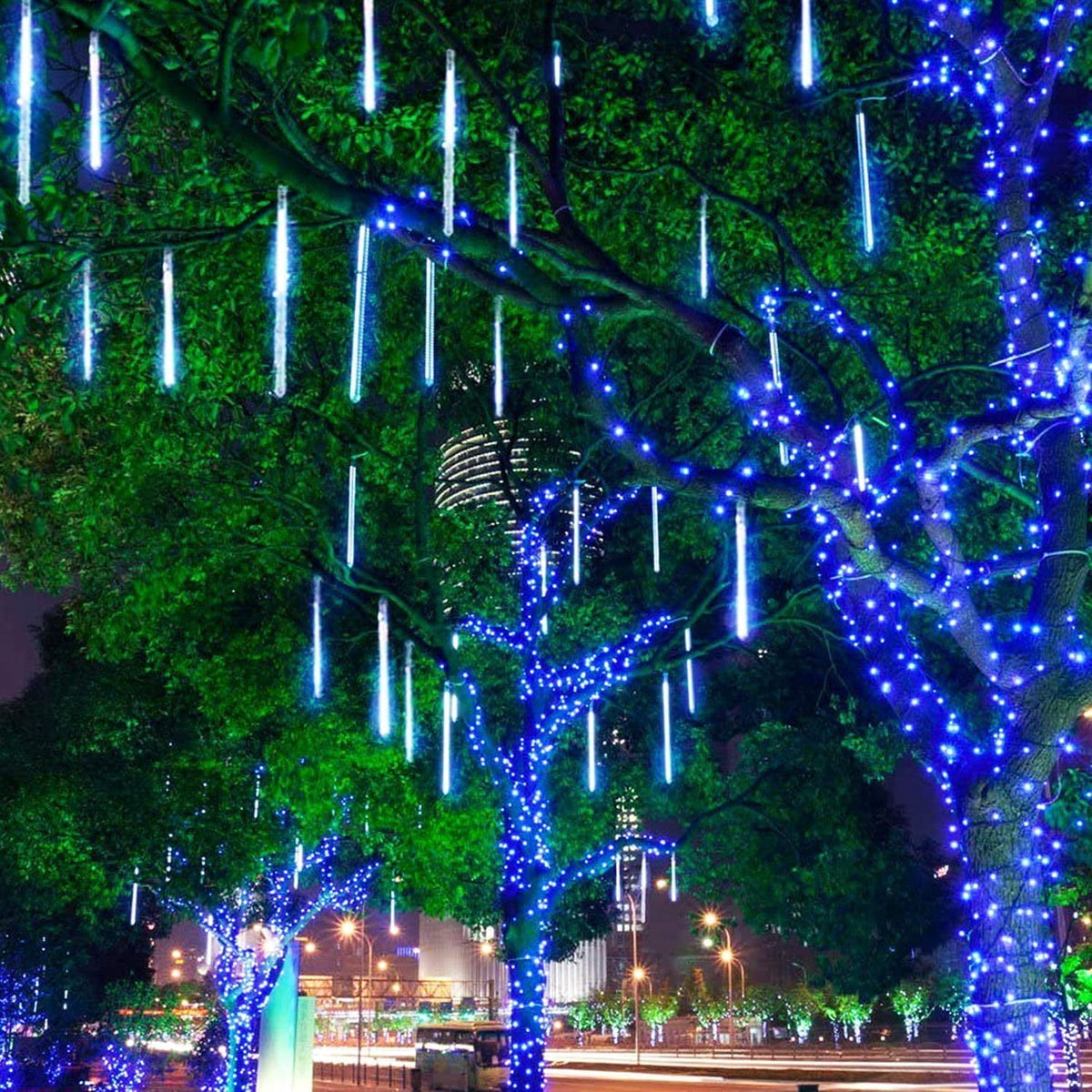 Rirool Meteor Shower Rain Lights, Valentine Lights 50cm 10 Tubes 540 LED Icicle Snow Falling Christmas Lights Outdoor Raindrop Lights, Xmas Wedding Party Tree Holiday Decoration, Blue