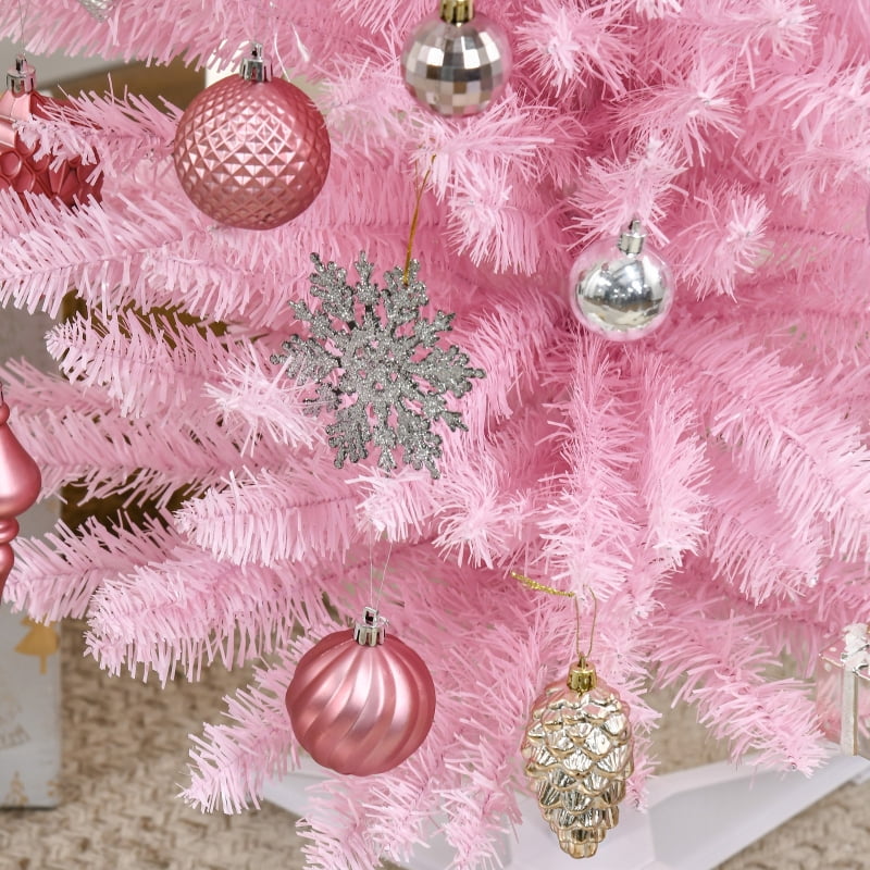 Alvantor Slim Pencil Christmas Tree with 390 Tips, Unlit Artificial Xmas Tree with Plastic Stand 6' Pink