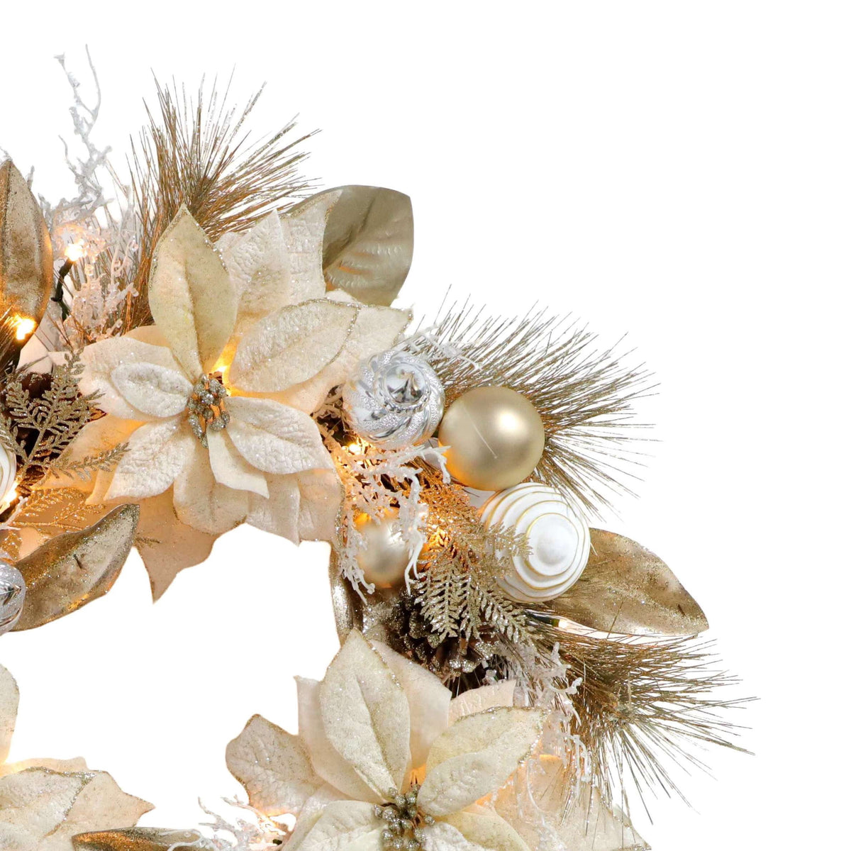 24 Inch Golden Poinsettia Christmas Wreath by Holiday Time